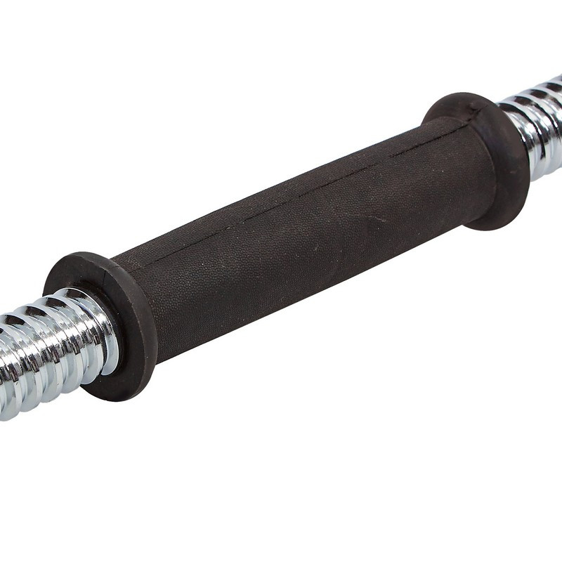 Before: Rubber-coated dumbbell bar with collars